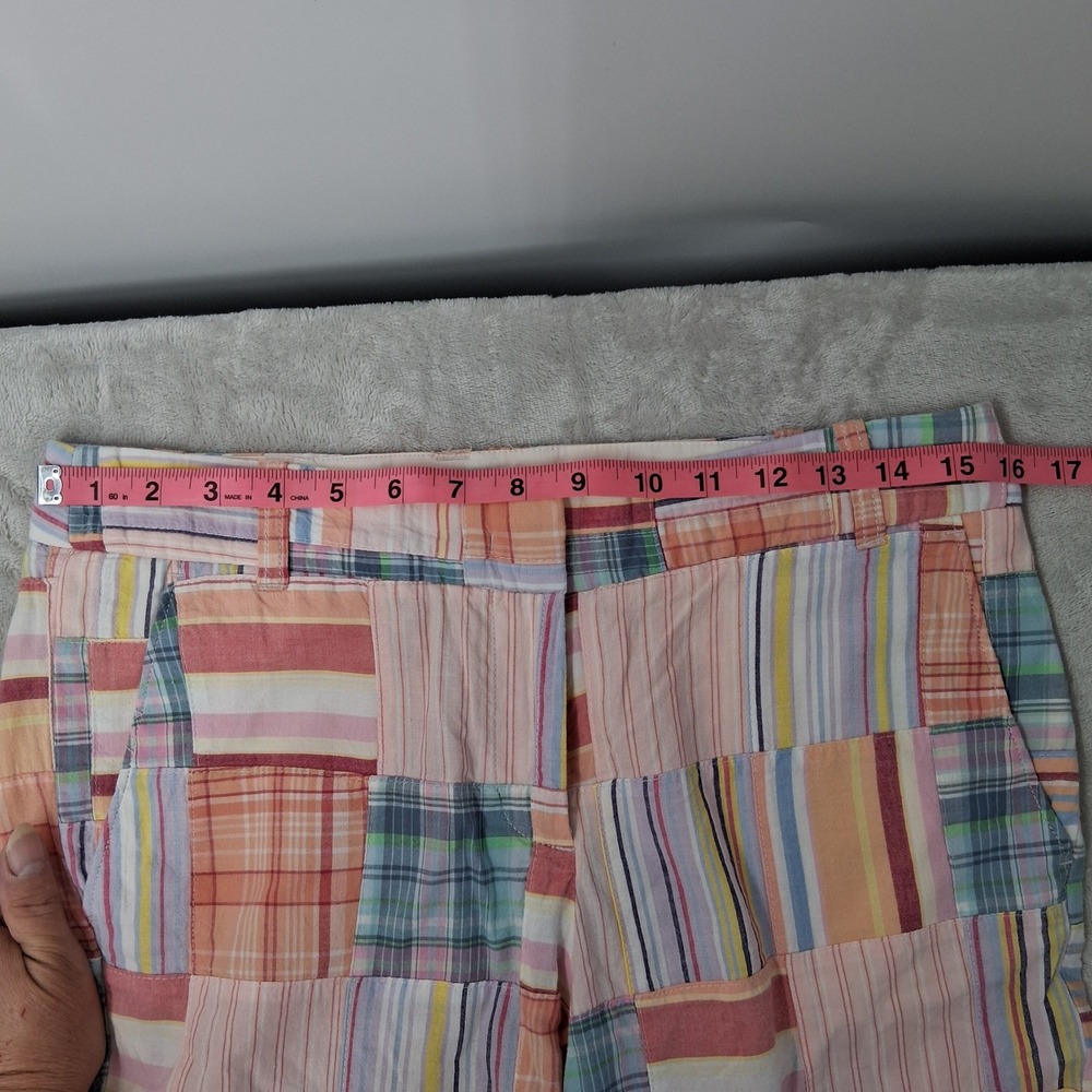 J.Crew Vintage Madras Plaid Patchwork Bermuda Shorts Wmns Pastel Sz 2 EUC Preppy - Picture 5 of 16
